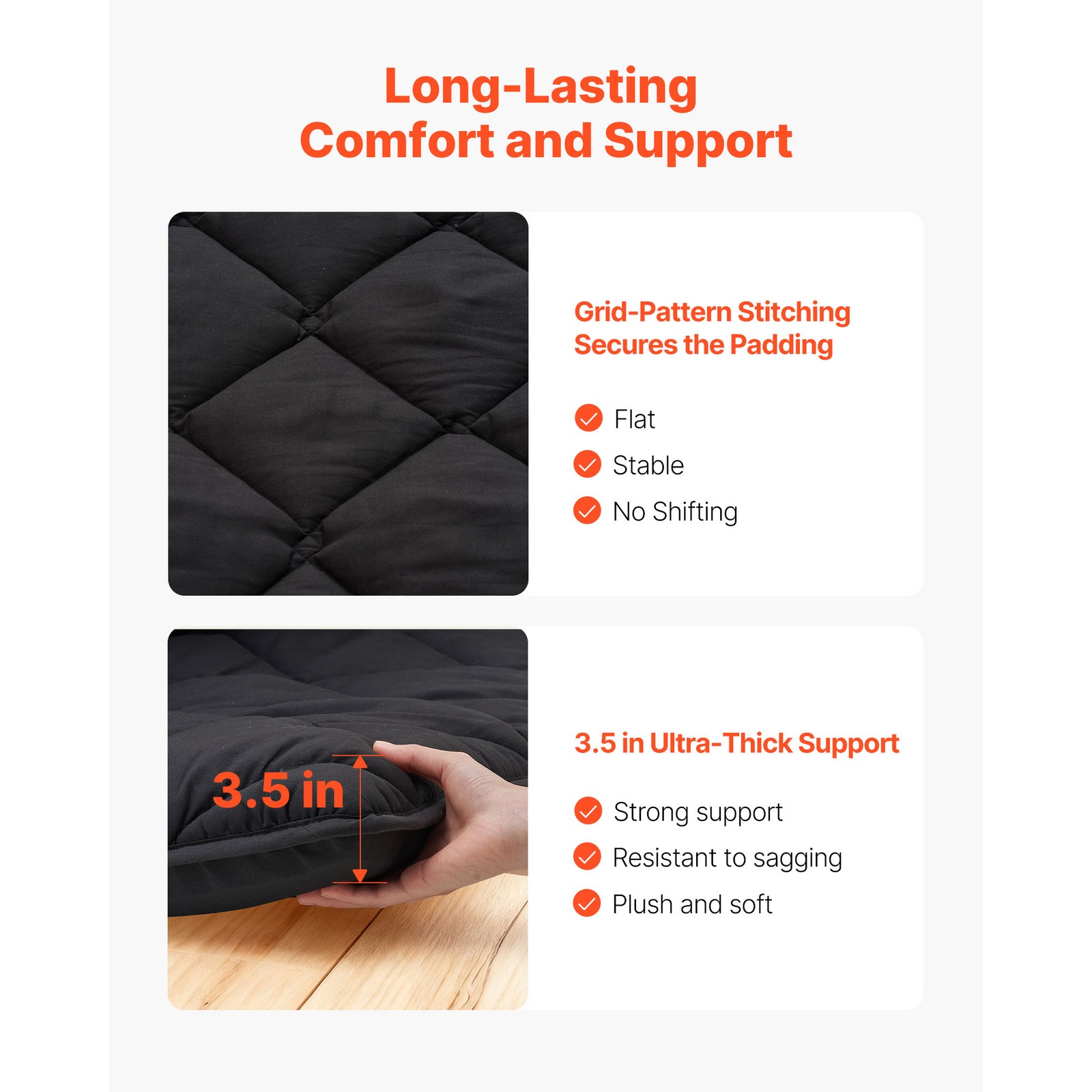 Uimoso Japanese Tatami Mattress Queen Size Foldable Futon with Storage Bag Black
