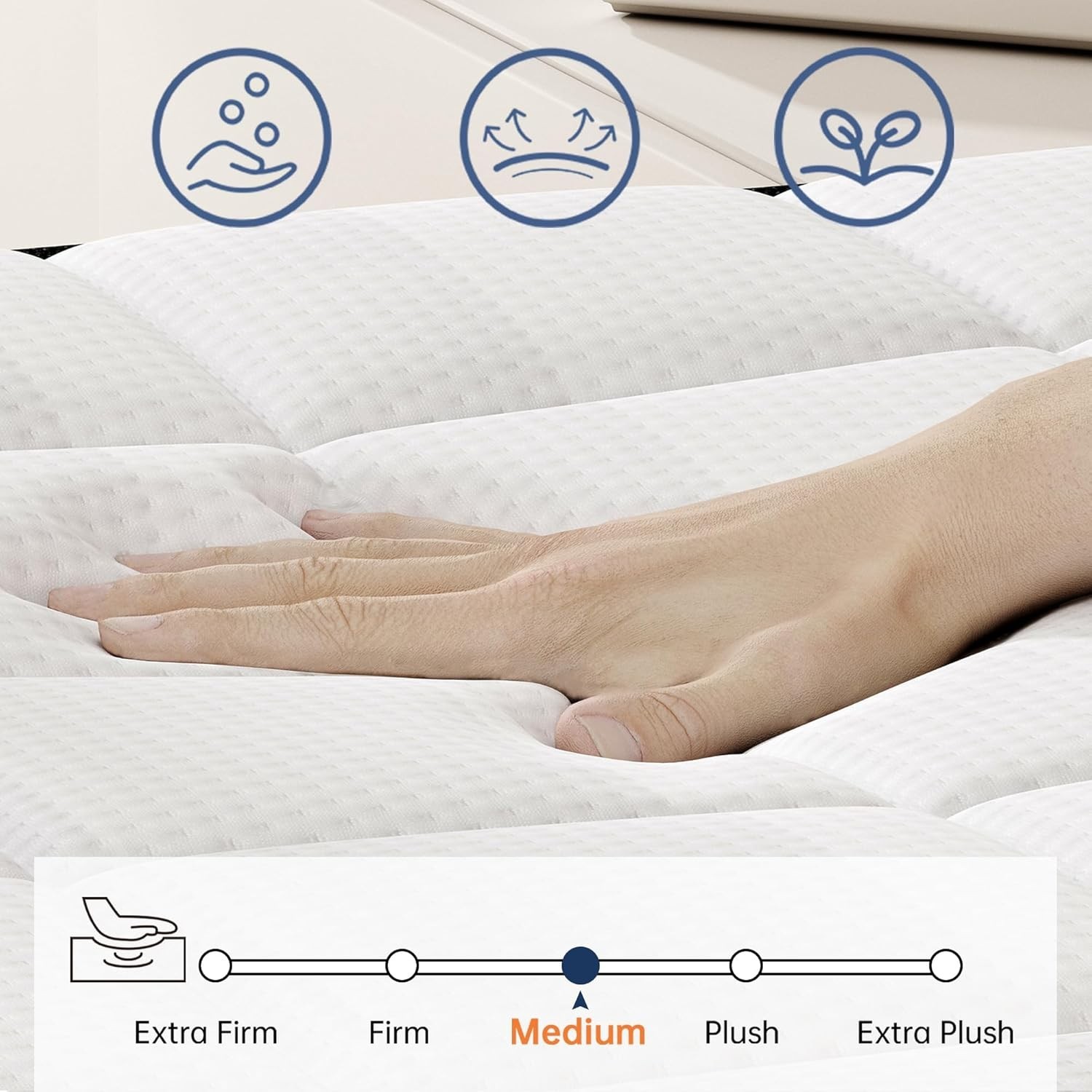 California King Mattress, Mattress Cal King Bed in Box 14 Inch, Medium Firm, (Up