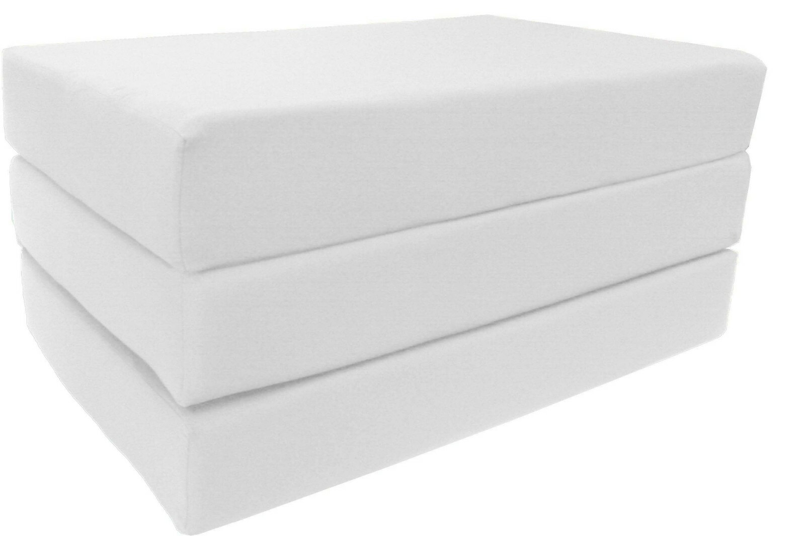 Queen Shikibuton Trifold Foam Beds, Folding Mattresses 6 x 60 x 80, White