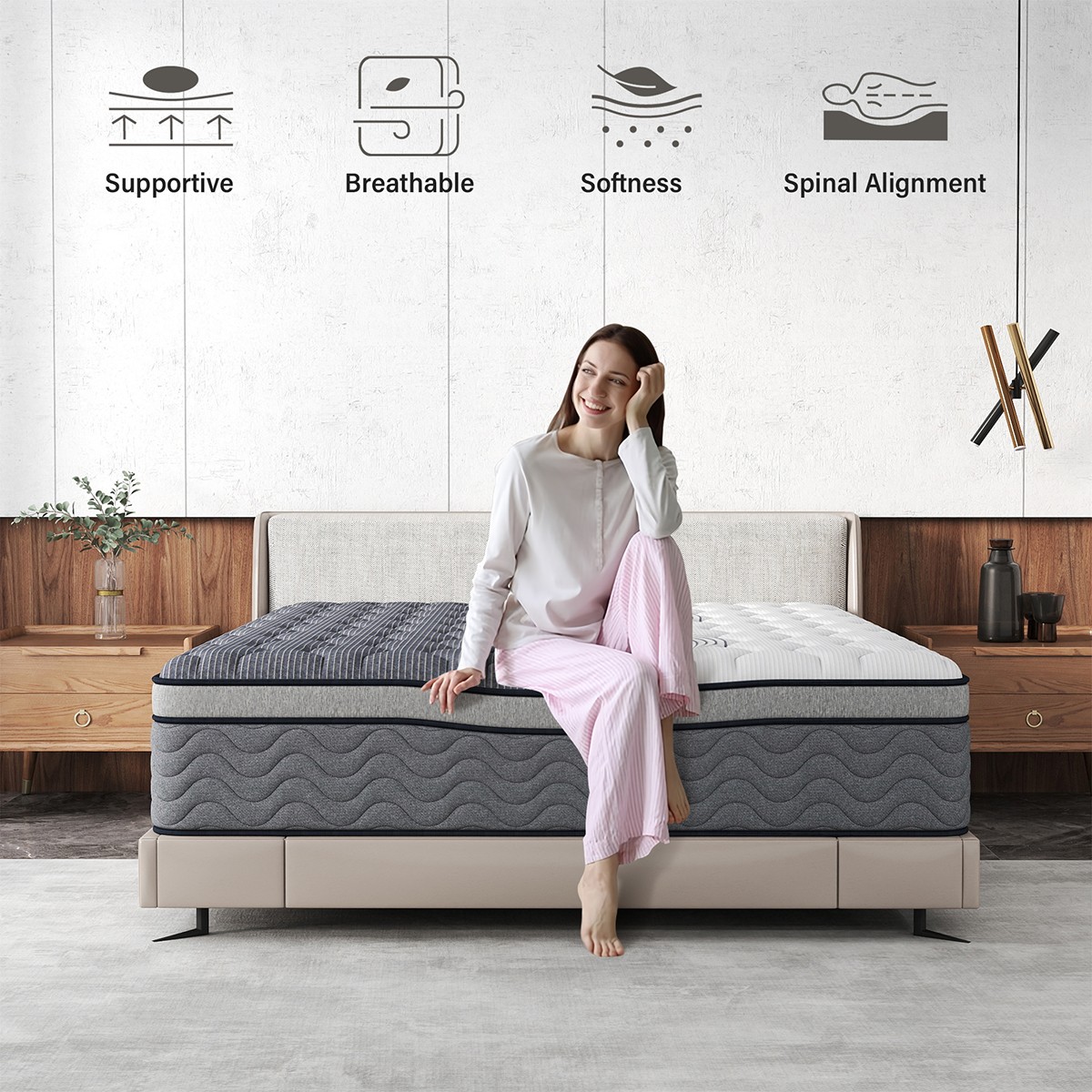 12″ Full Queen King Hybrid Mattress Medium Firm Soft Memory Foam Spring in a Box