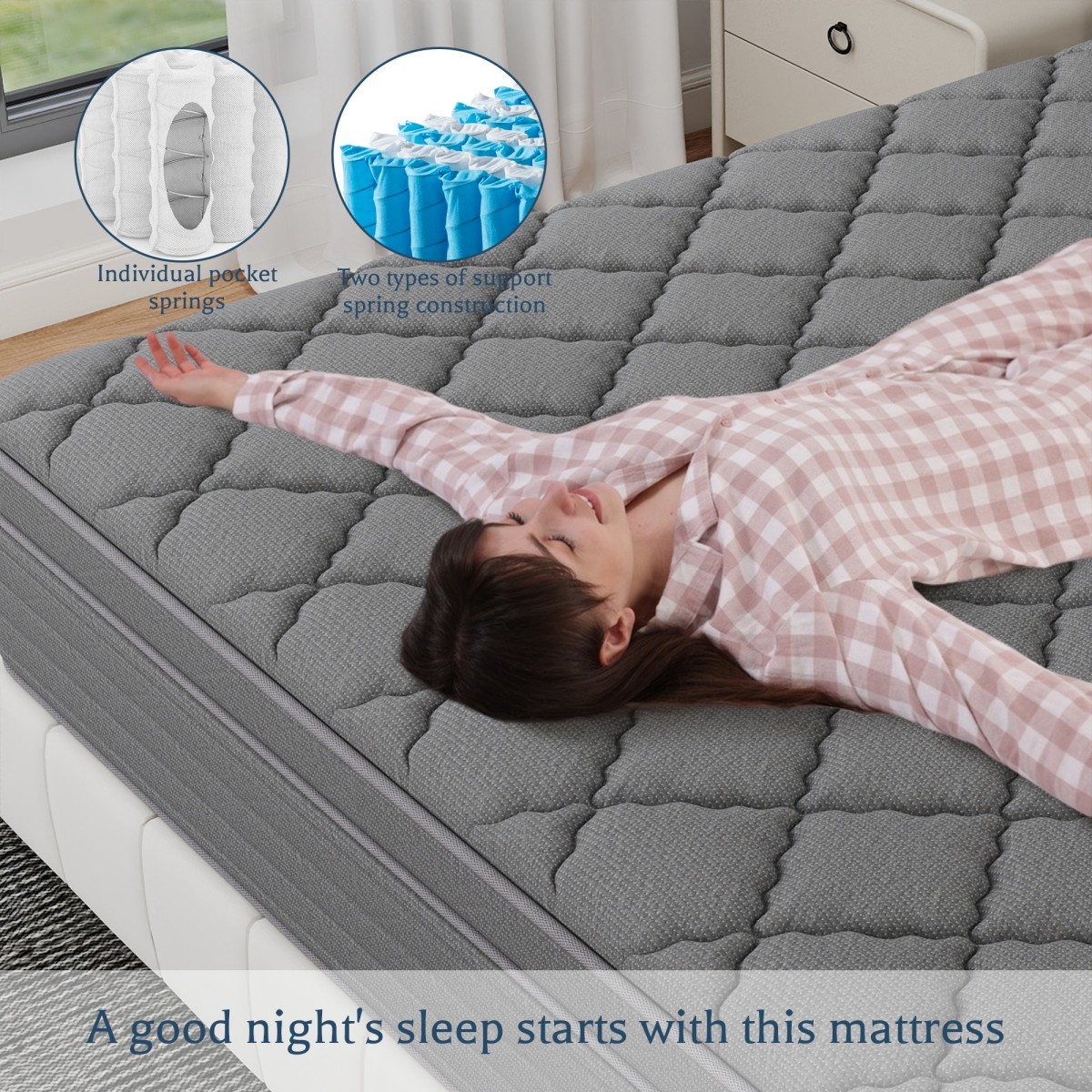 12″/14″ Hybrid Mattress in a Box Gel Memory Foam Spring Twin Full Queen King Bed
