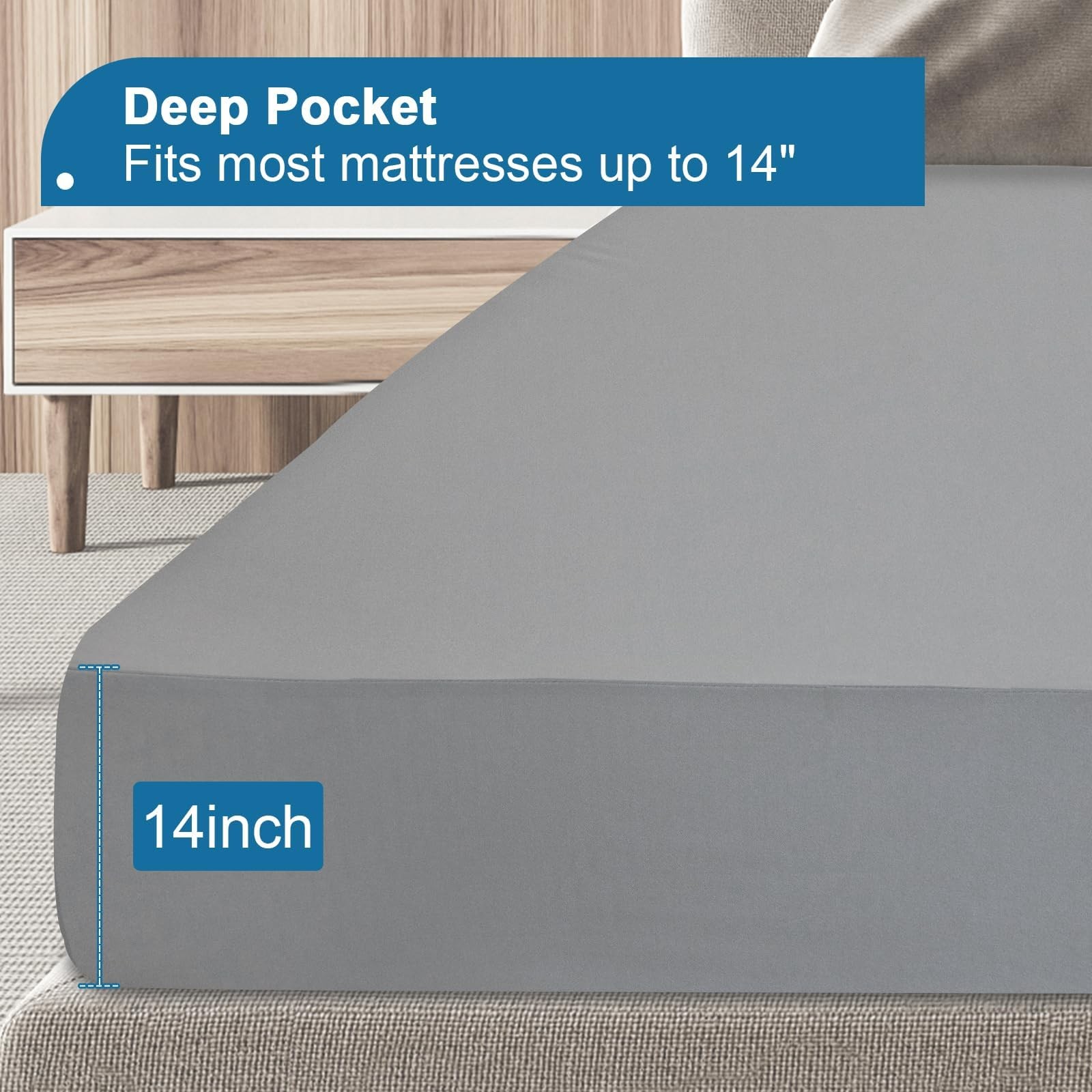Twin Mattress Protector Waterproof, Size Pad Cover Twin, Gray