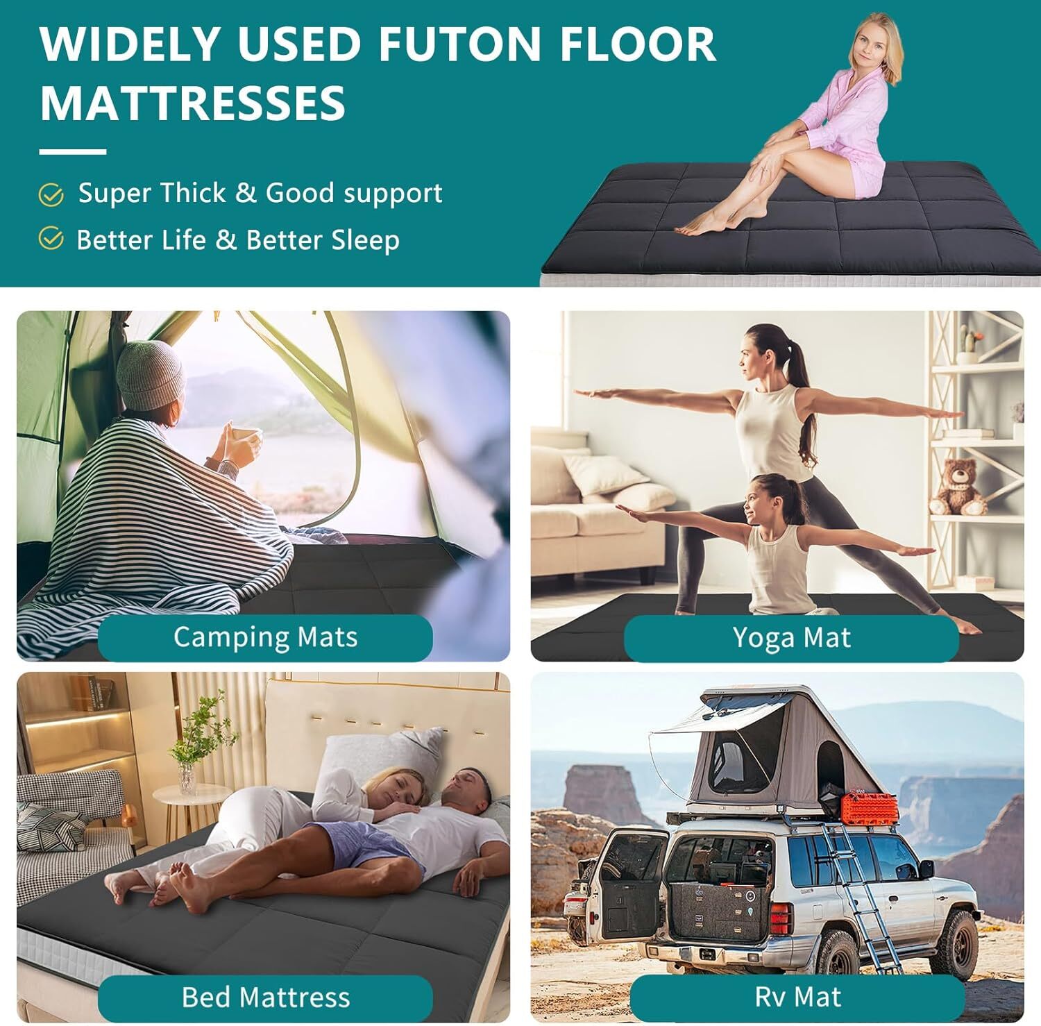 NAIZEA Memory Foam Mattress 2.5 inch / 4 inch Folding Mattress Travel Guest Mat