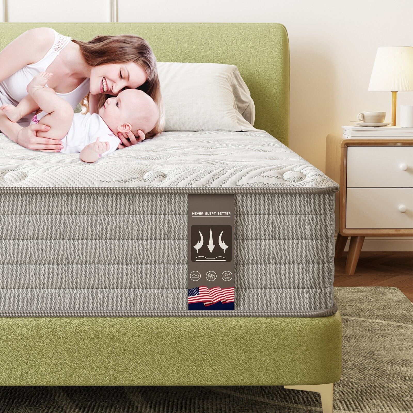 12″ 14″ Gel Memory Foam & Innerspring Hybrid Mattress, Twin Full Queen King Size