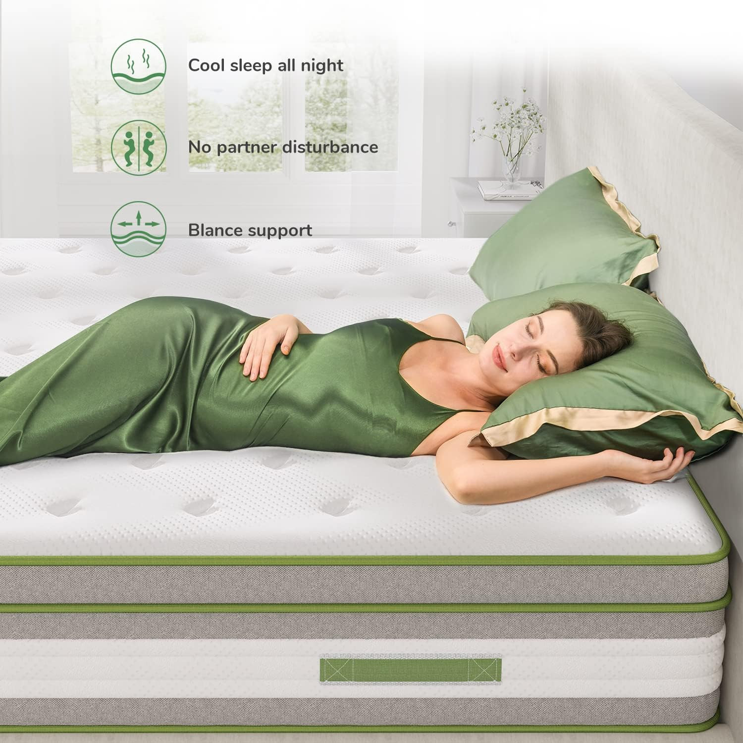 12″ Queen Hybrid Pillow Top Mattress with Gel Memory Foam & Coils