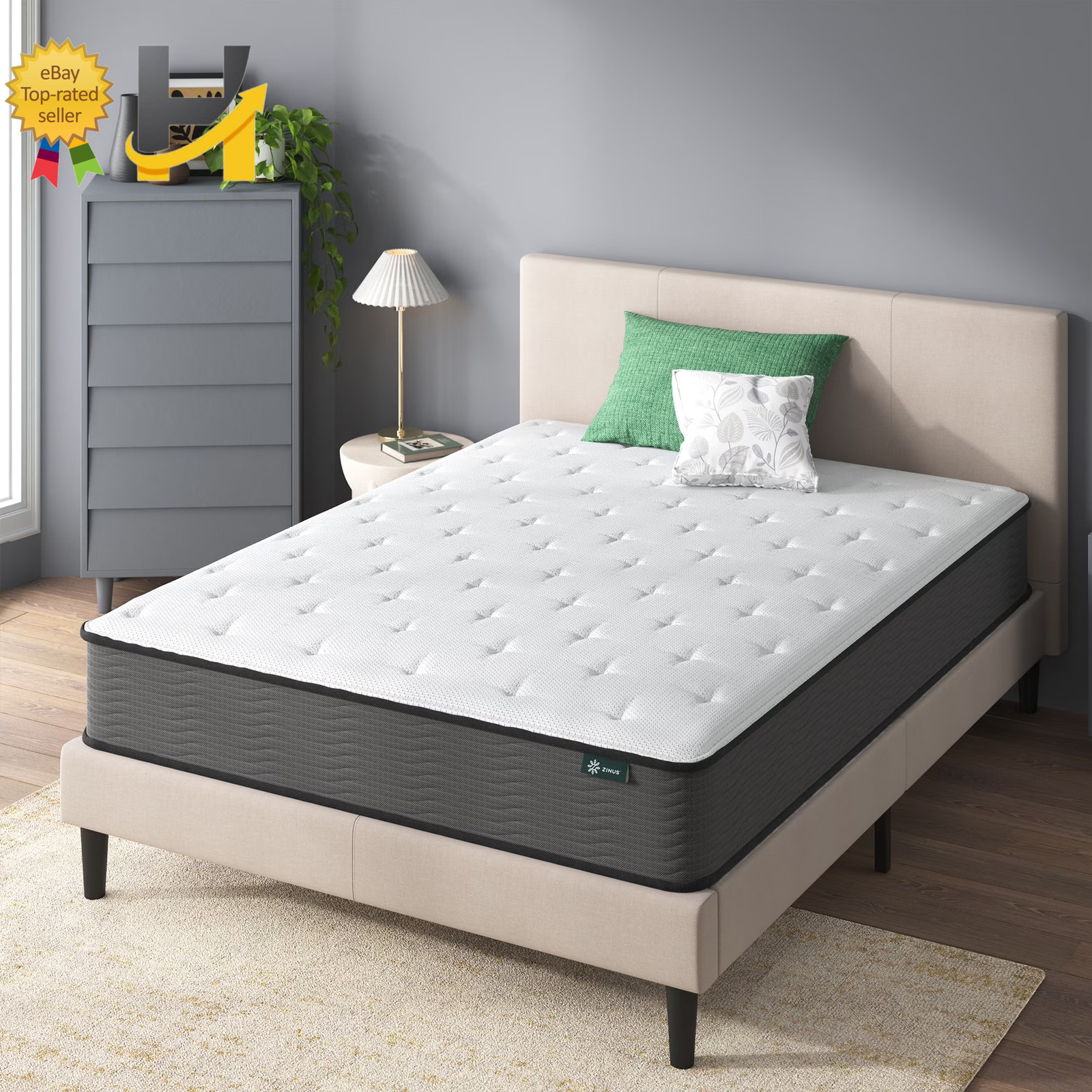 Zinus Support Plus 10″ Twin Tight Top Medium Hybrid Mattress with Comfort Foam
