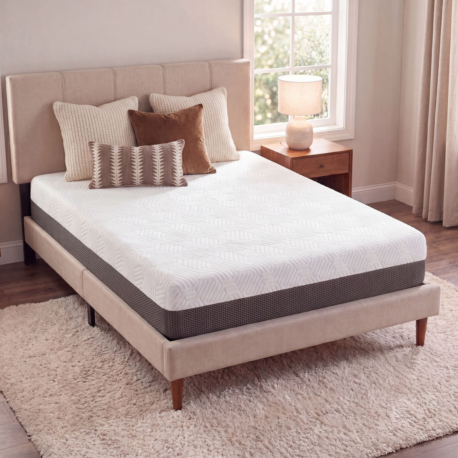 8″ Queen Firm Gel Memory Foam Mattress with Cooling Cover