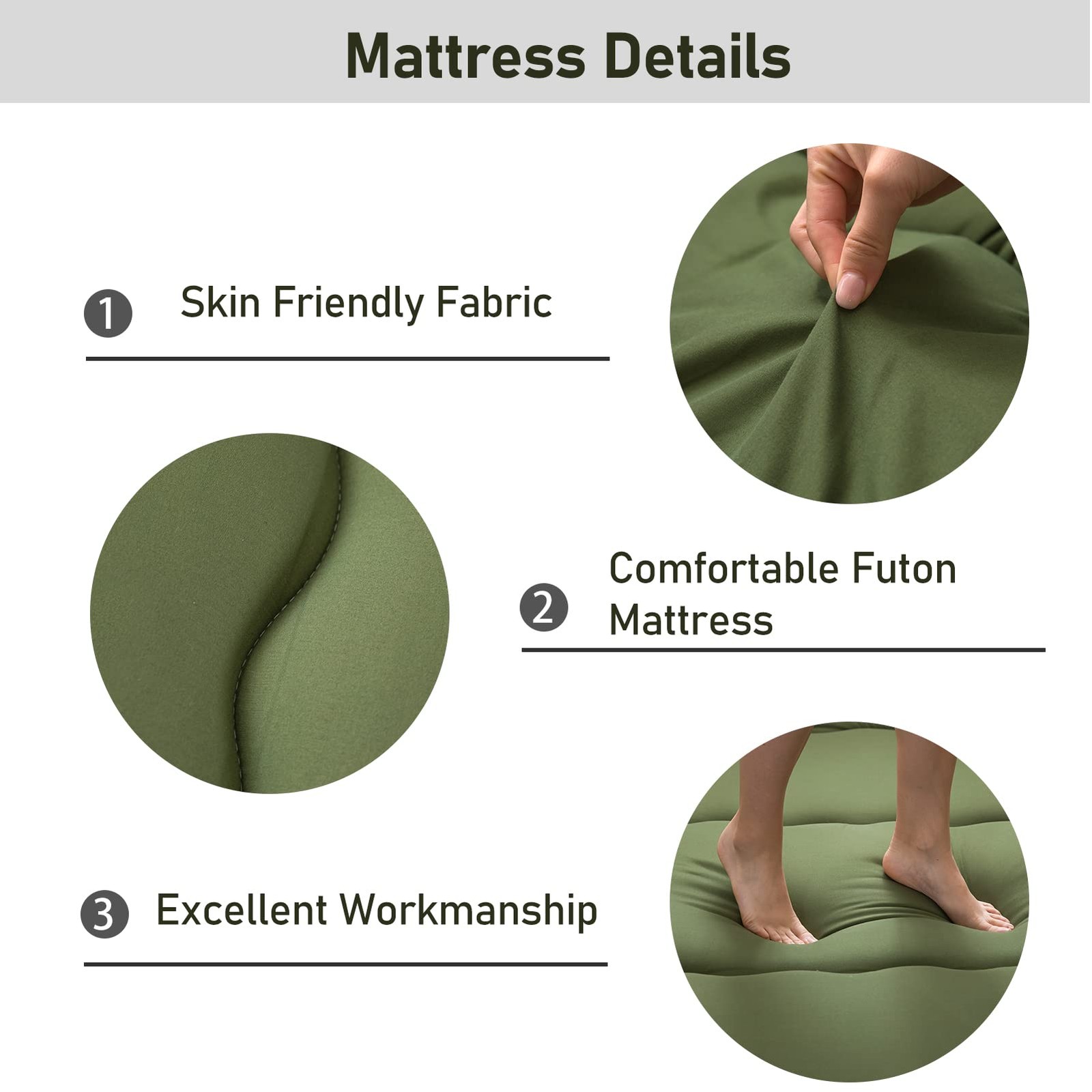 Cot Japanese Floor Futon Mattress, Single Size Tatami Mat Sleeping Pad Foldab…