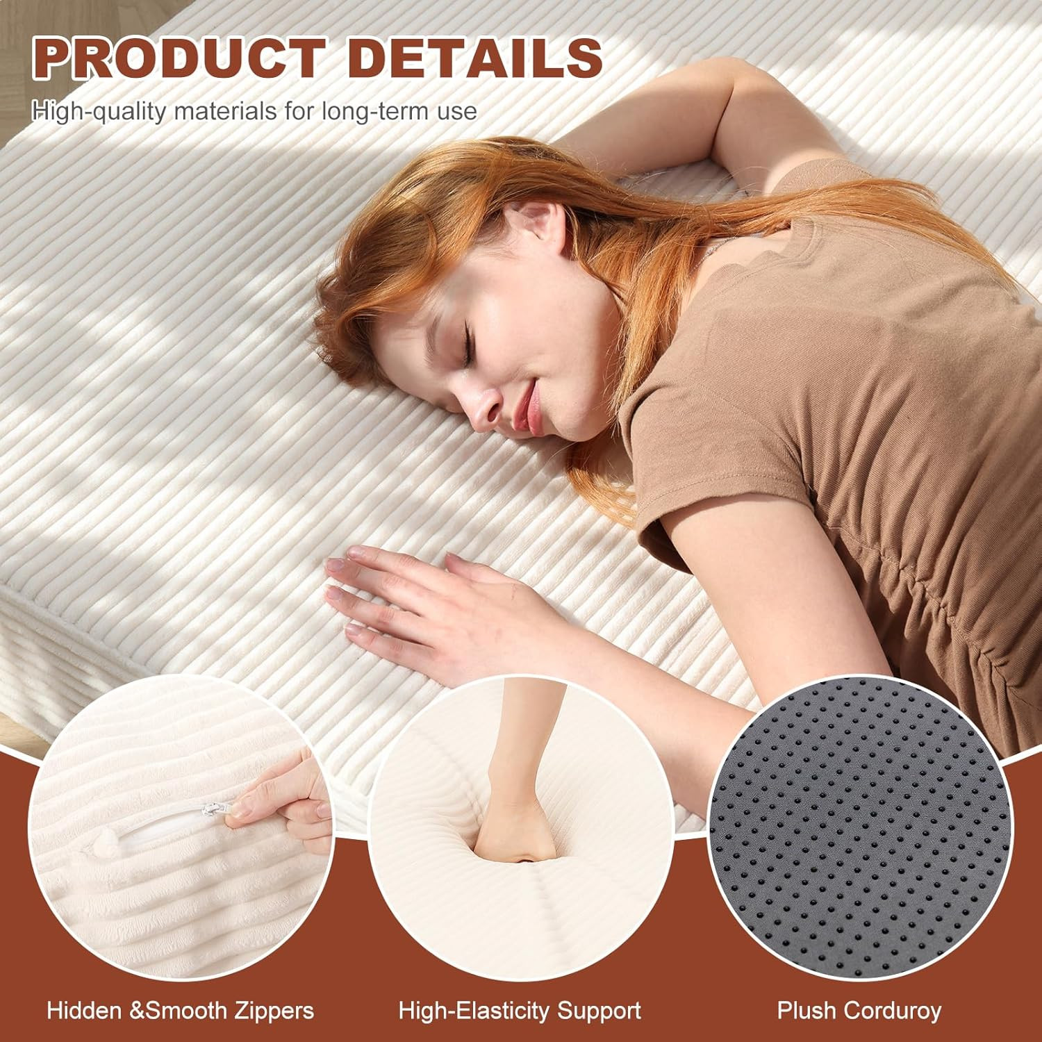 6-Inch Tri-Fold Foldable Mattress, Folding Sofa Bed with Removable Washable Cove