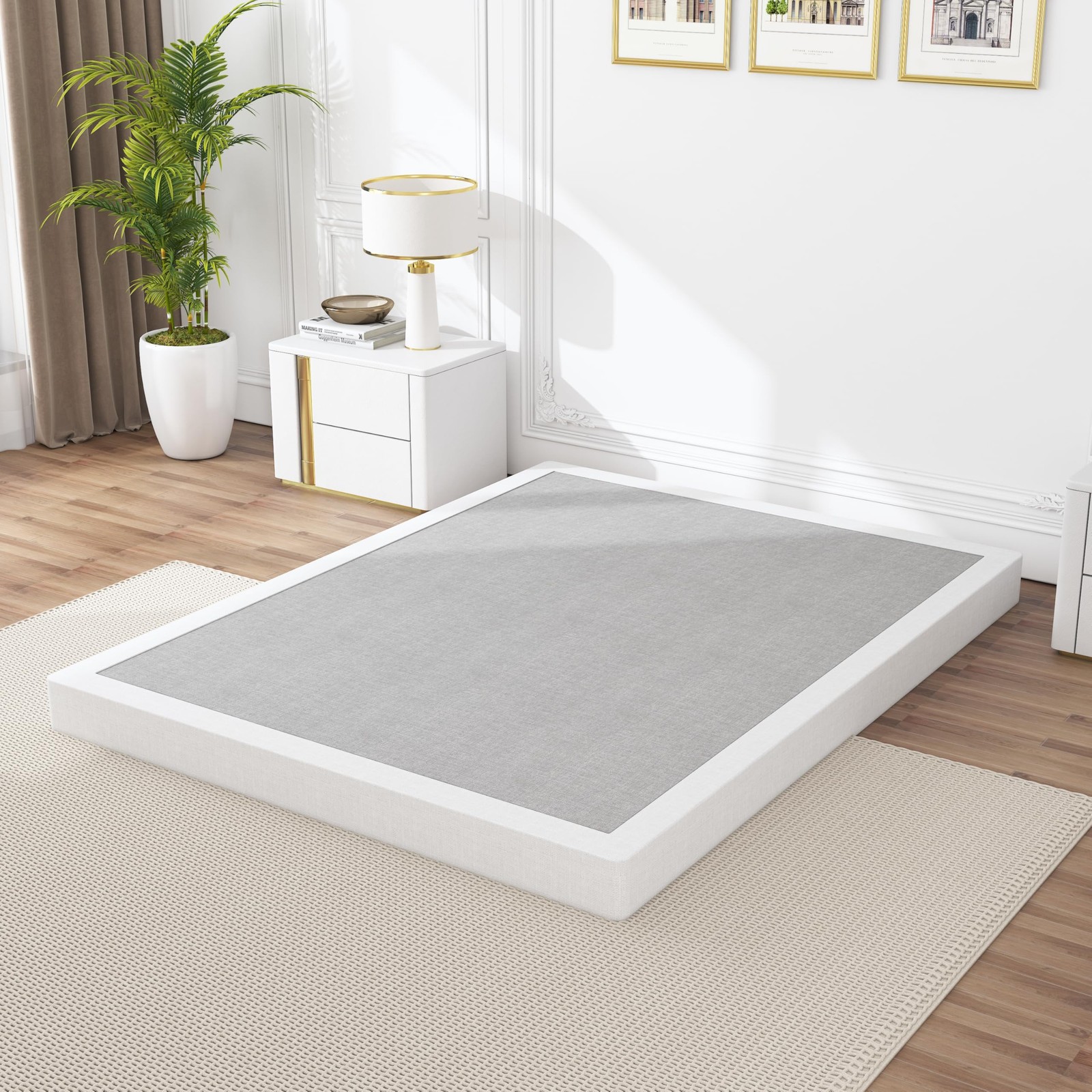 Snaye Low Profile Box Spring Queen Size 4 Inch, 3000lbs Queen, 4 Inch High