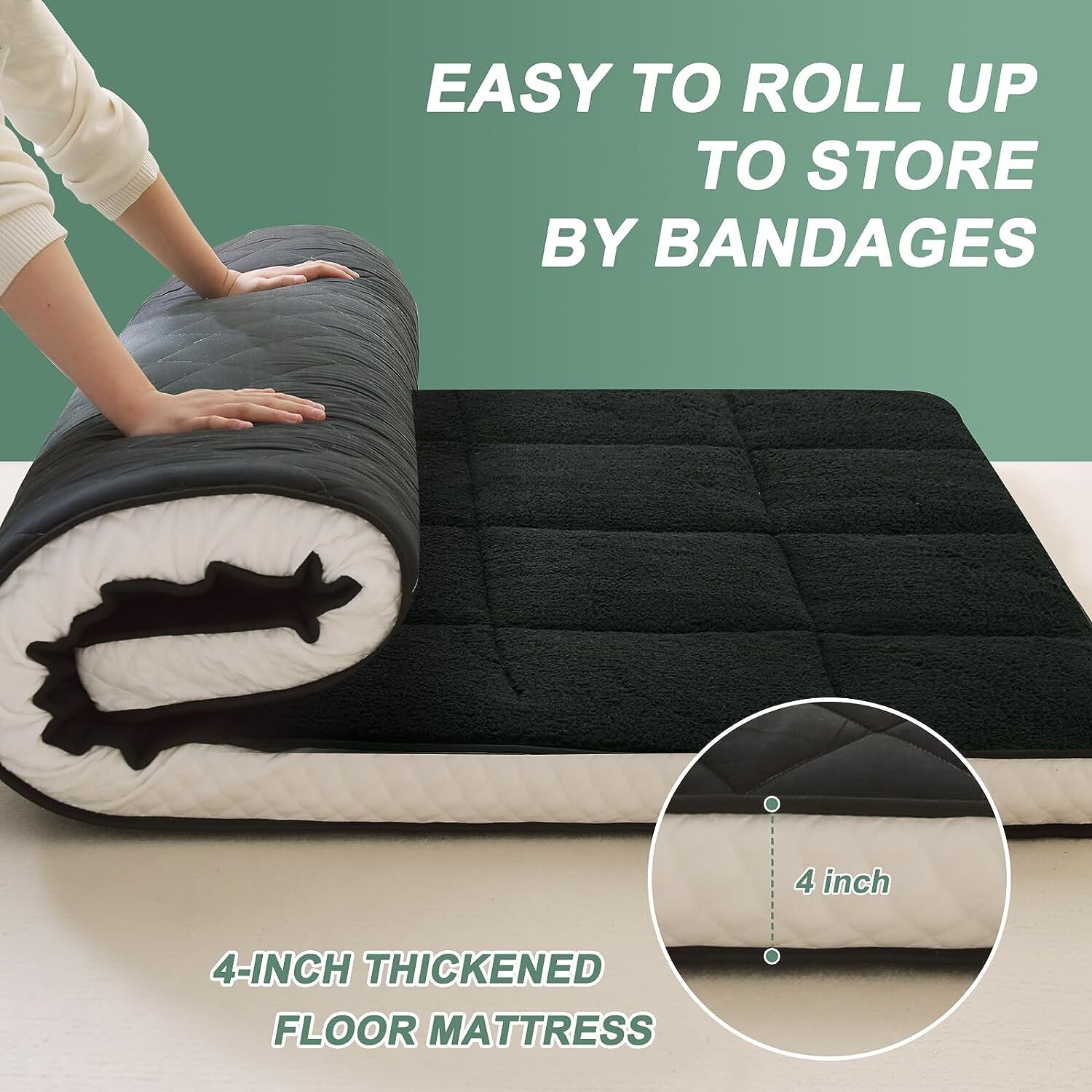 4″ Fold Sleep Floor Mat Single Bed Memory Foam Topper Camping Guest Mattress