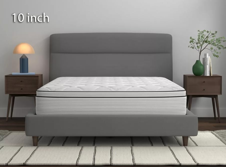 Spring Cream White Luxury Hybrid Mattress, Euro-Top | Cooling Gel Memory Foam