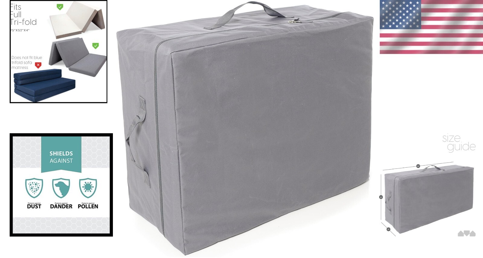 Custom Fit Carry Case for 4″ Full Size Tri-Fold Mattress—Lightweight & Durable