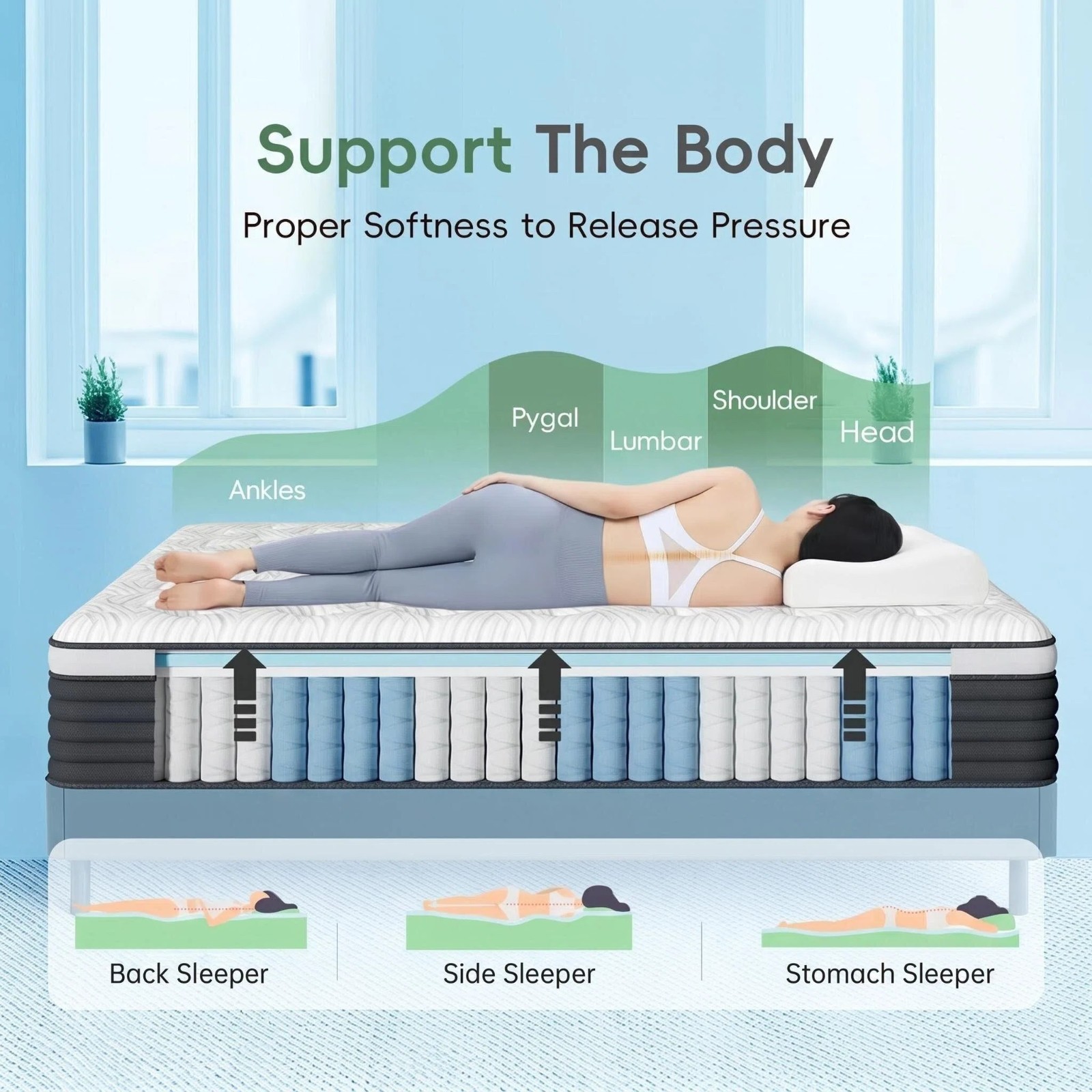 Queen Mattress 12 Inch Hybrid Memory Foam Pocket Spring Medium Firm in Box