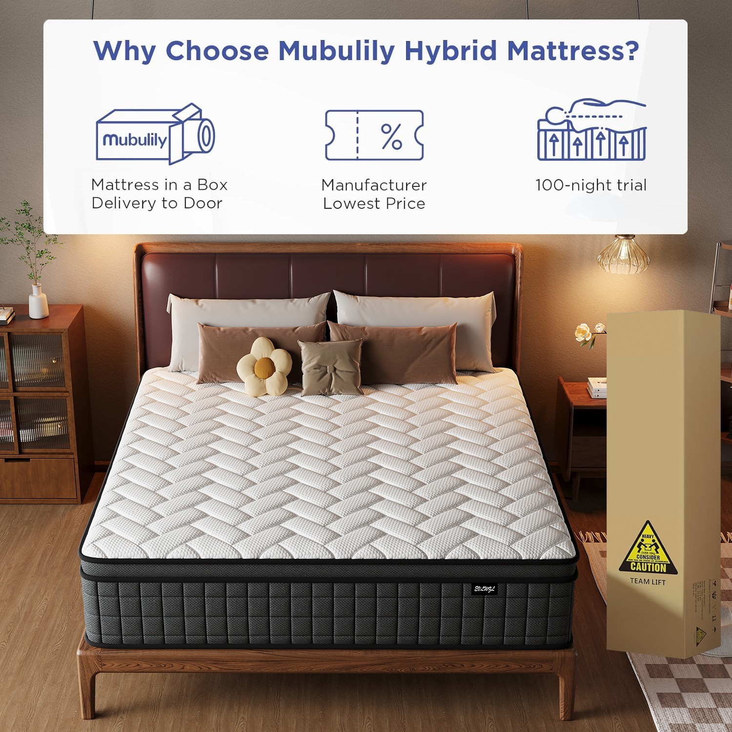 10″12″Twin Full Queen King Size Gel Memory Foam Mattress in a Box, Made in USA