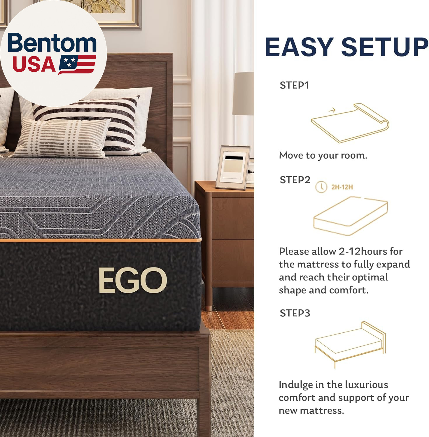 EGOHOME 14 Inch Twin Mattress, Copper Gel Memory Foam Mattress for Pain Relief,