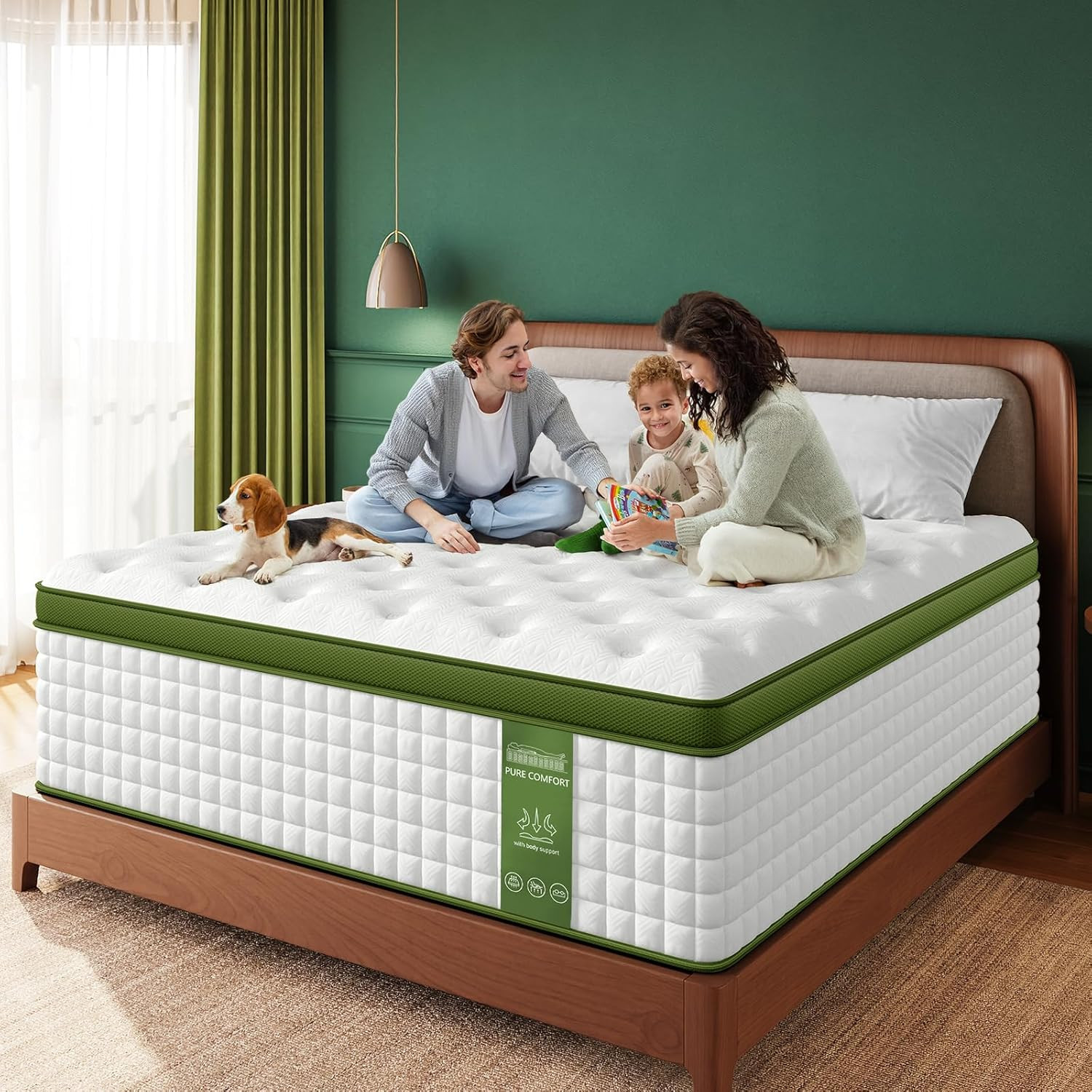 Bedstory Medium Firm Queen Mattress, 14 Inch Hotel Collection Hybrid Mattresses