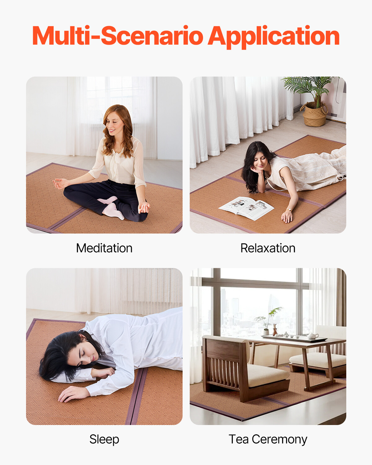 Japanese Tatami Mat 80 x 39 in Foldable Natural Rattan Tatami Mattress