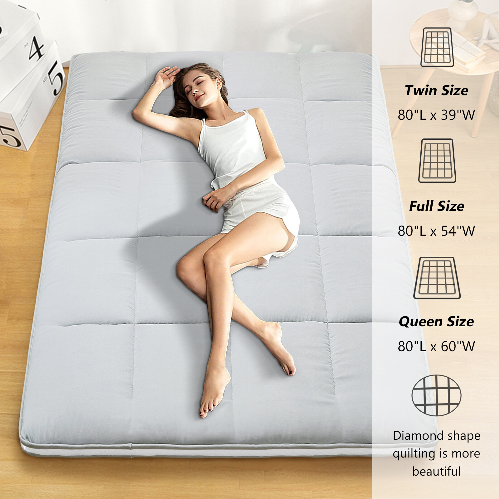 SLSY Japanese Futon Mattress Foldable Roll Up Mat Boys Girls Dormitory Pad Kids