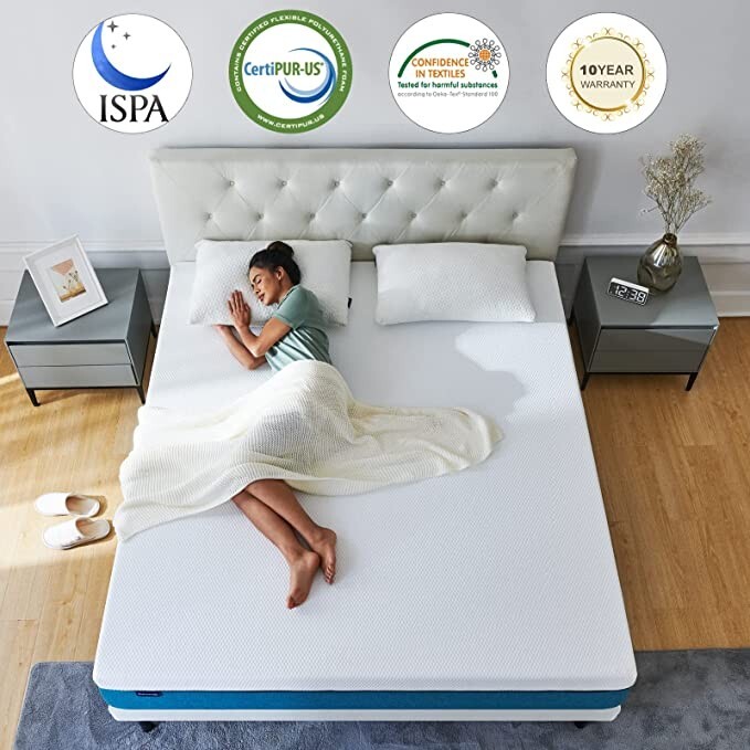 Queen size 8 inch gel memory foam mattress topper. Blue 60 x 80 inches. 