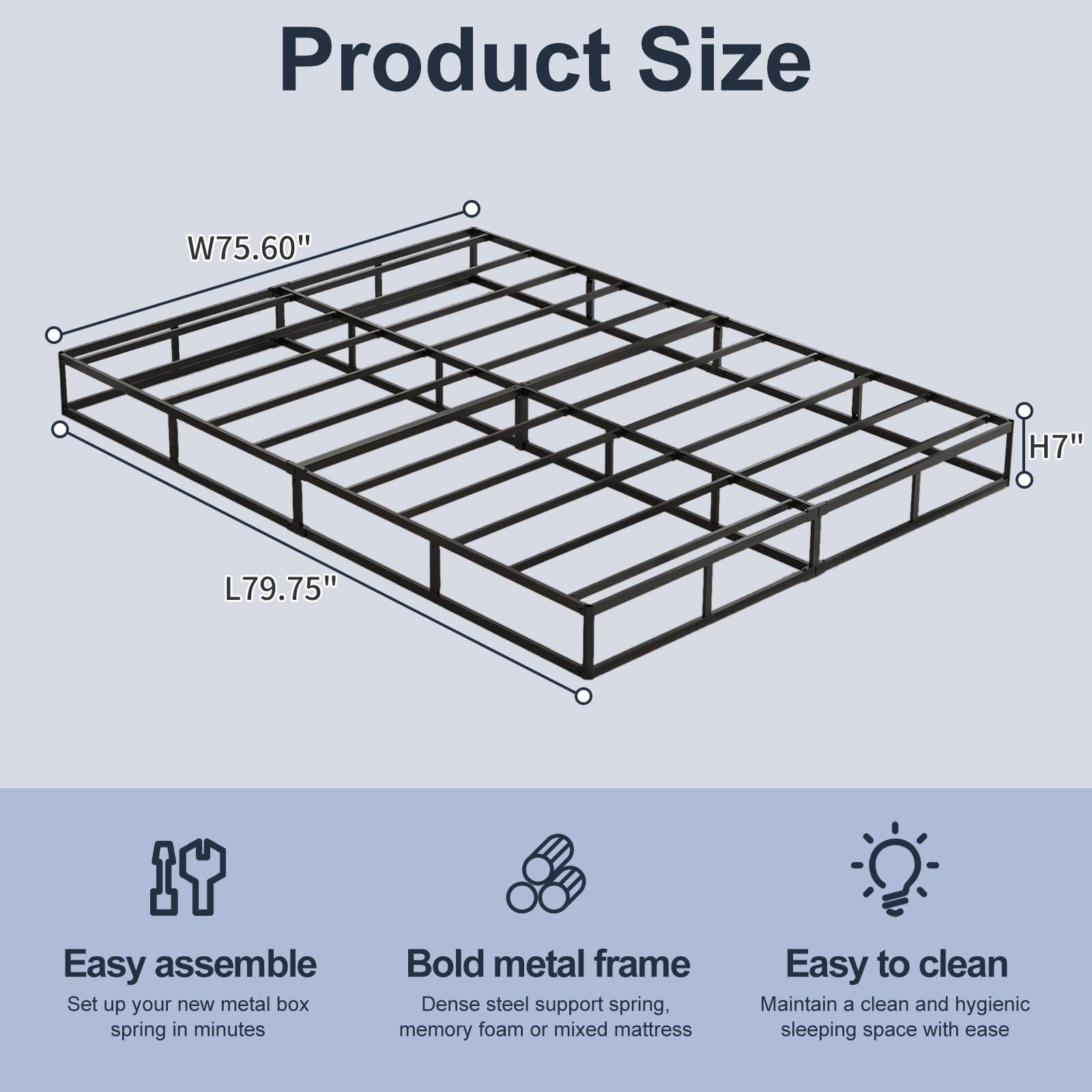 ** NEW King-Size 7″ Box Spring | Metal Frame | Silent Design | 3,000 lbs Support