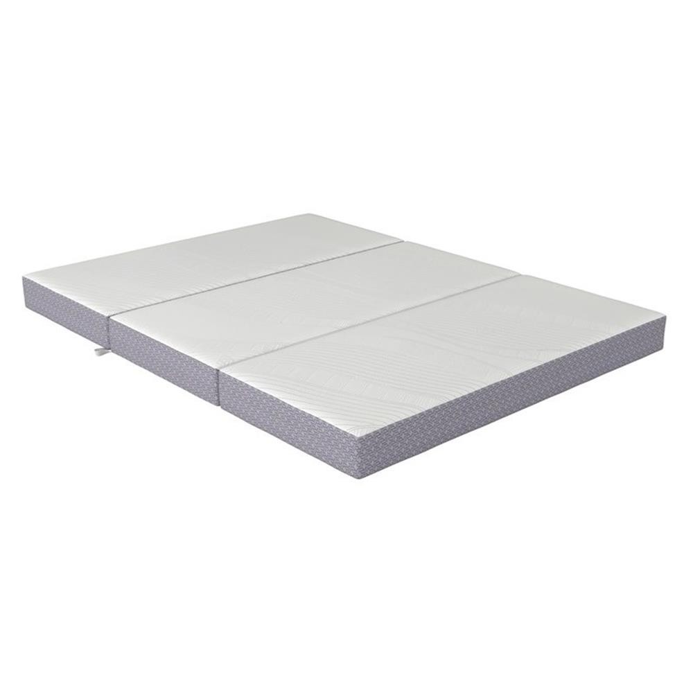 Maklaine Contemporary Queen 6″ Memory Foam Folding Mattress in Gray