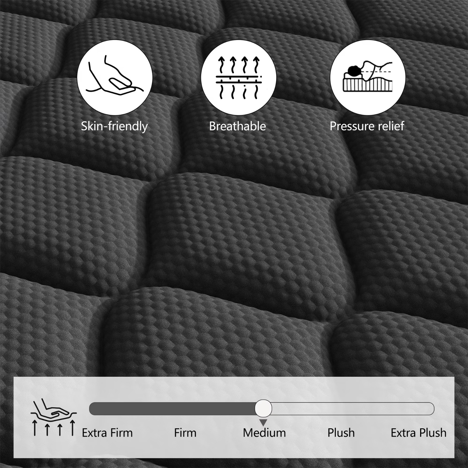 12″ Colchon King Gel Memory Foam Hibrido Cama King Medium Firm Mattress Hybrid