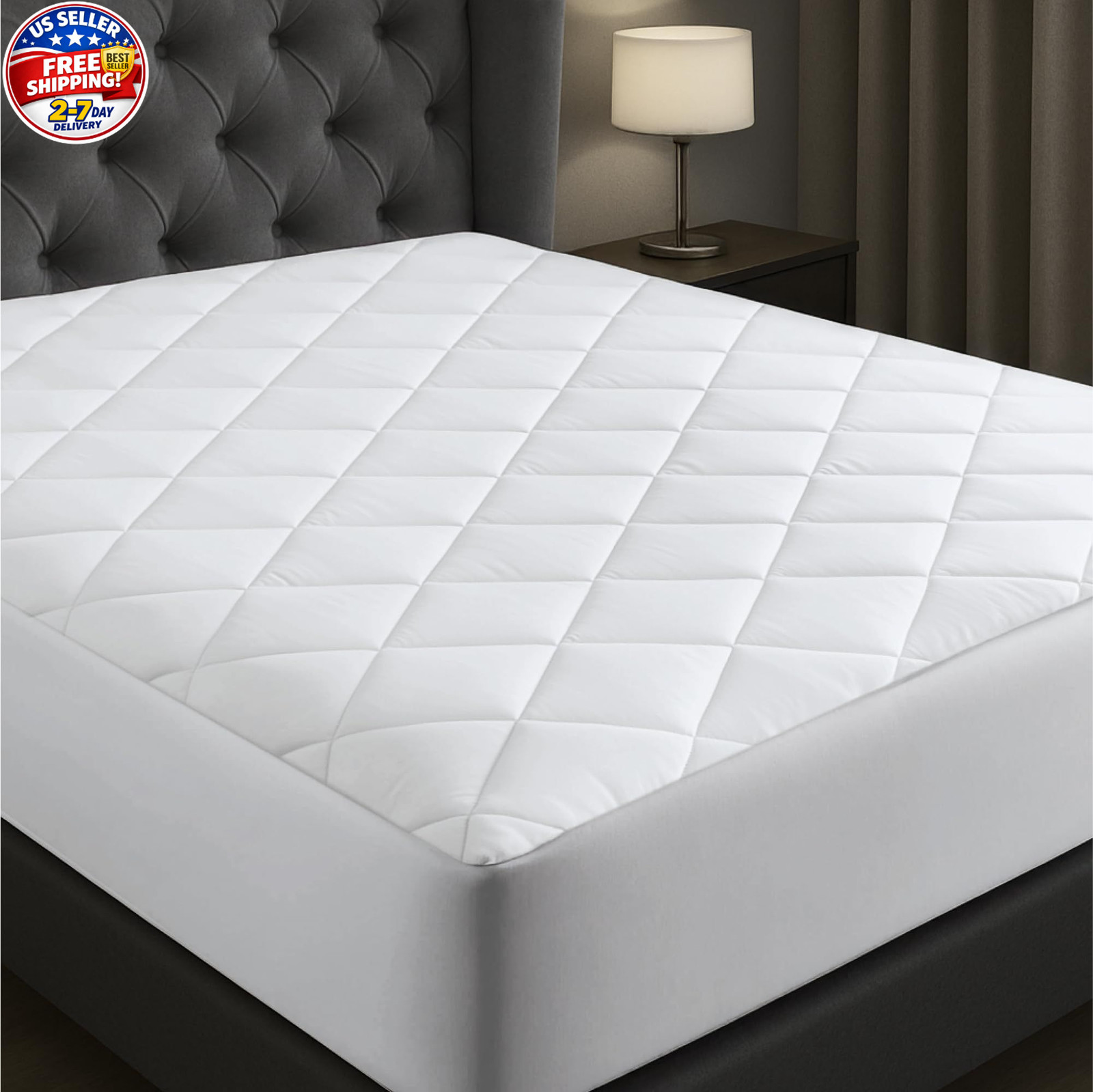 Niagara Cotton Mattress Pad Queen 60×80 – Non Noisy Cooling Queen, White