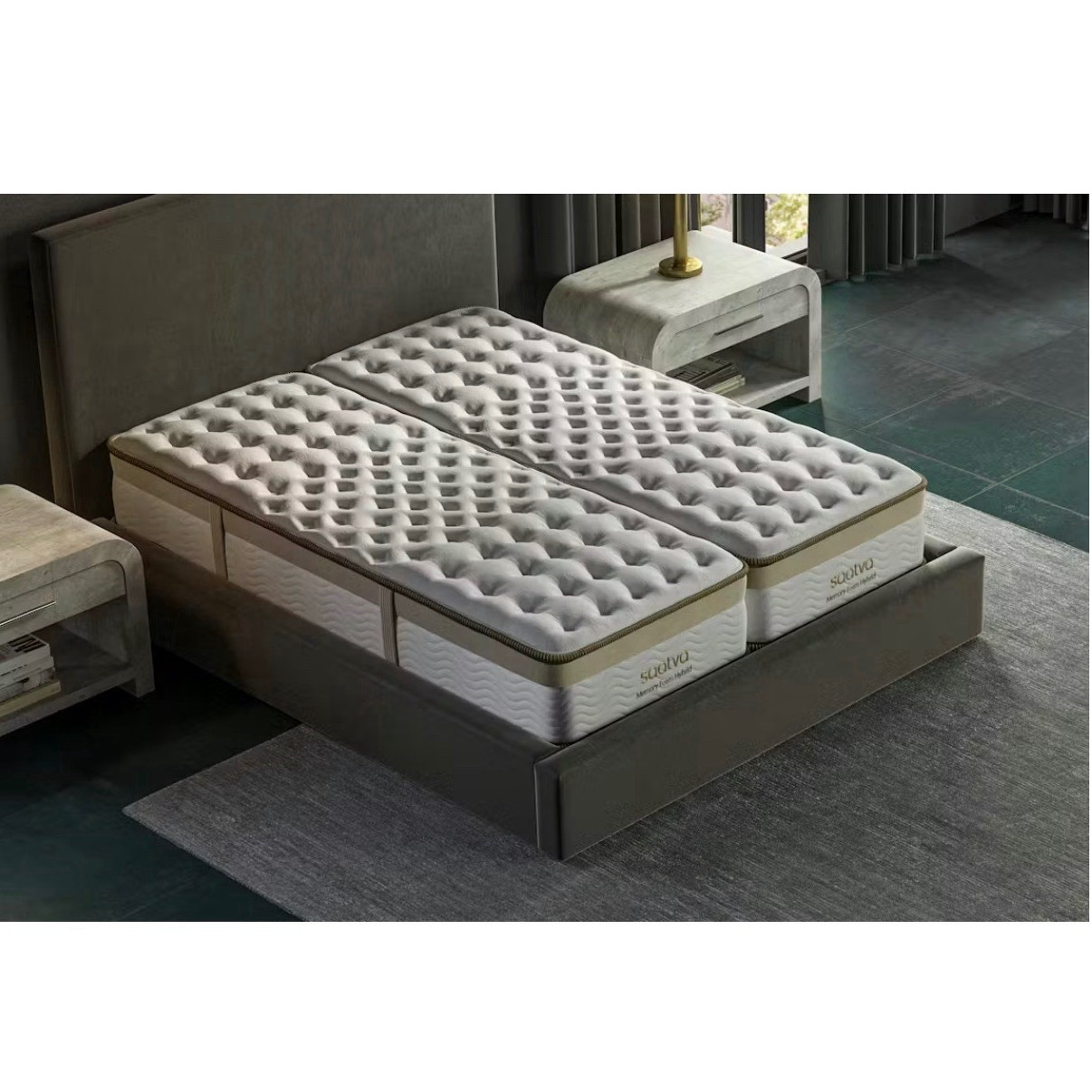 Saatva Split King Memory Foam Hybrid Mattress Medium Cooling Edge Support
