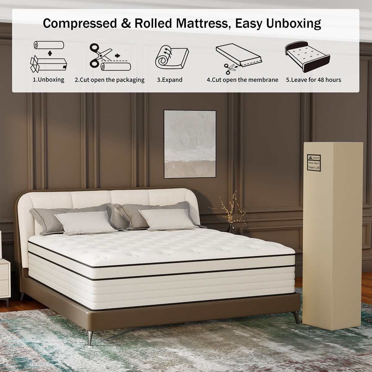 12″ 14″ Gel Memory Foam Hybrid Spring Mattress Queen Twin Full King In A Box