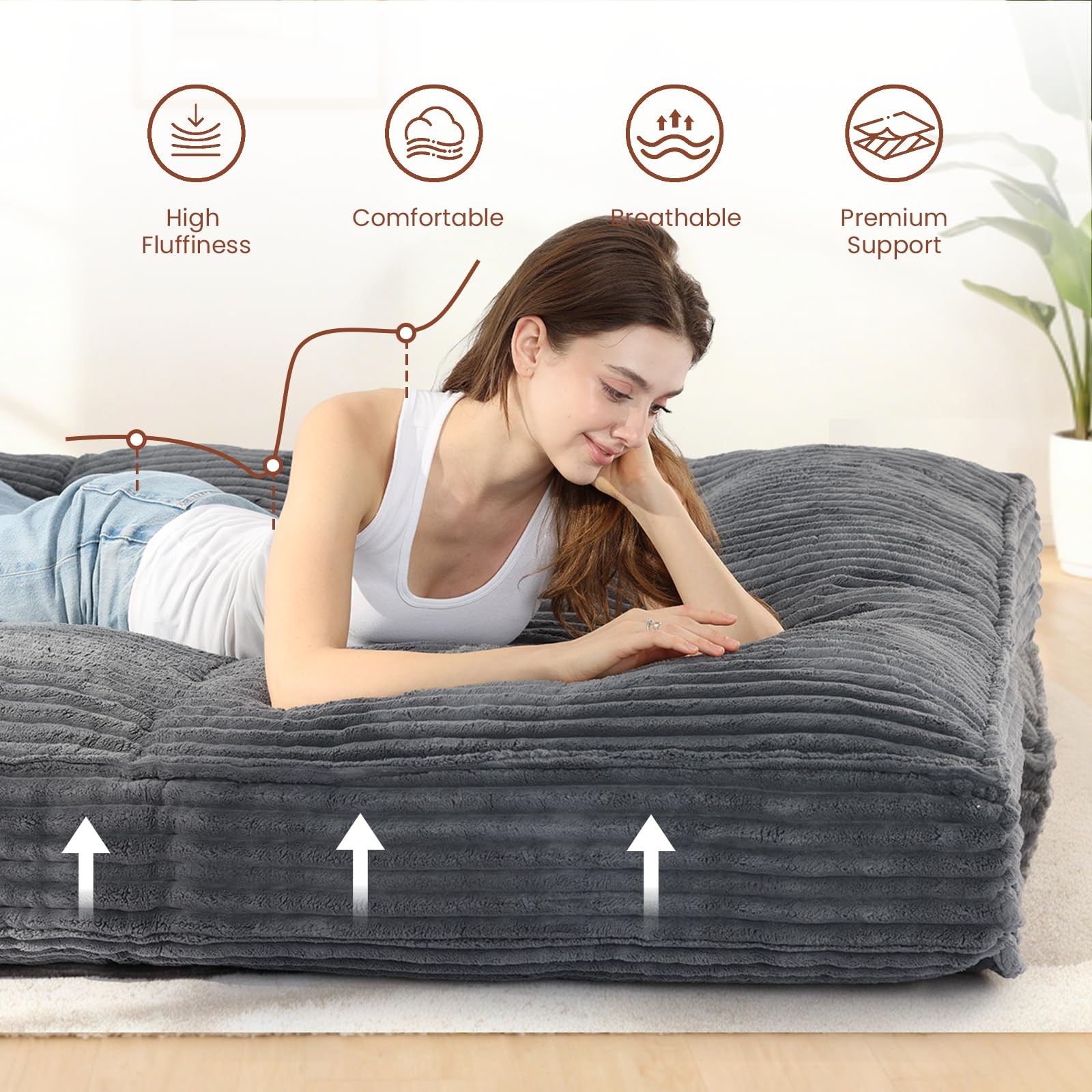 feliz home 10″ Futon Mattress Queen Size,Futons Sofa Couch Bed with Straps,