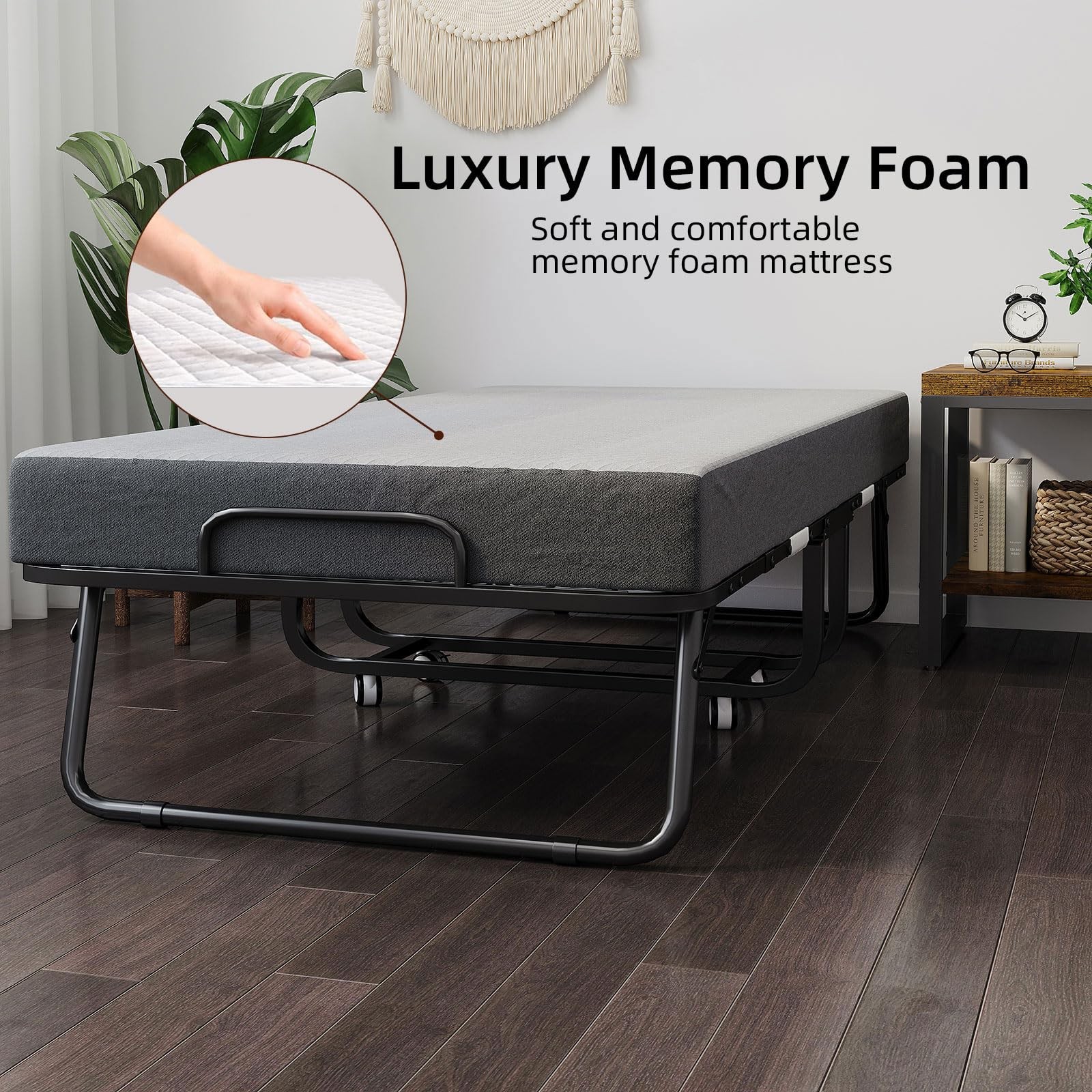 Folding Bed with Mattress Portable Foldable Guest Beds for Adults 75 x 31 Inc…