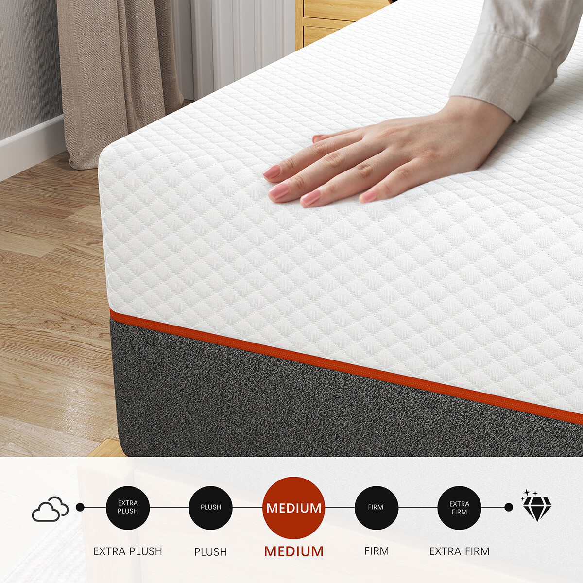 10″ Gel Memory Foam Mattress In A Box Twin Full Queen King Reversible Mattresses