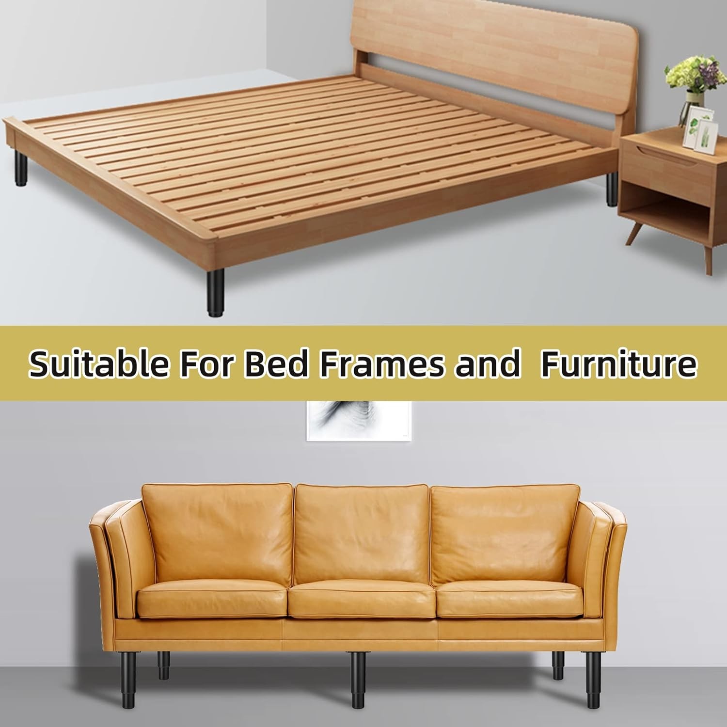5″-9″ Metal Adjustable Furniture Legs,Adjustable Height Replacement Legs