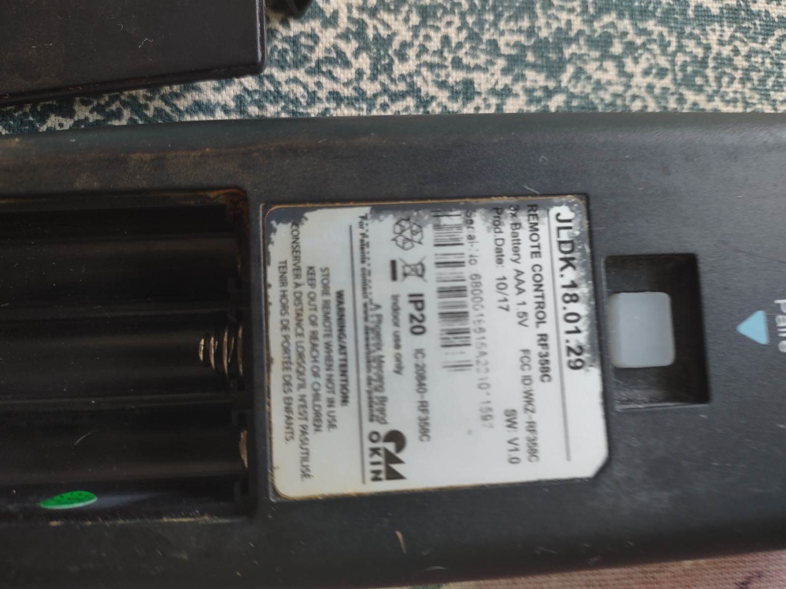 OEM Sealy Ease 1.0 Remote Control RF358C JLDK.18.01.29 TESTED WORKS **READ**