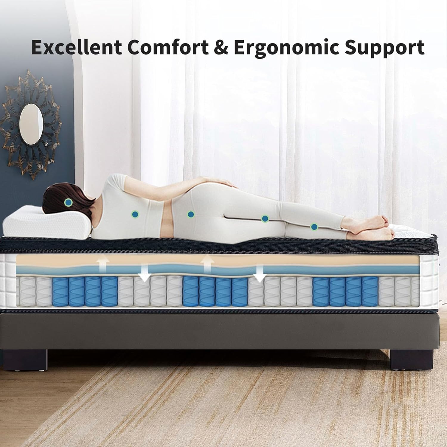 Queen 12 Inch Medium Firm Memory Foam Hybrid Mattress Pocket Spring Cooling