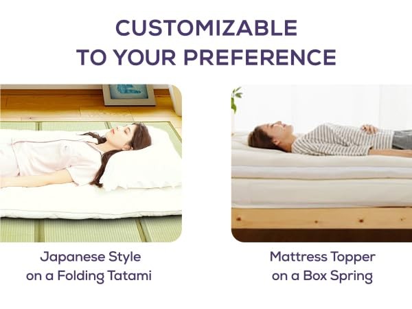 Japanese Futon Mattress, Made in Japan Full (55″×78″) White, Foldable Floor L…