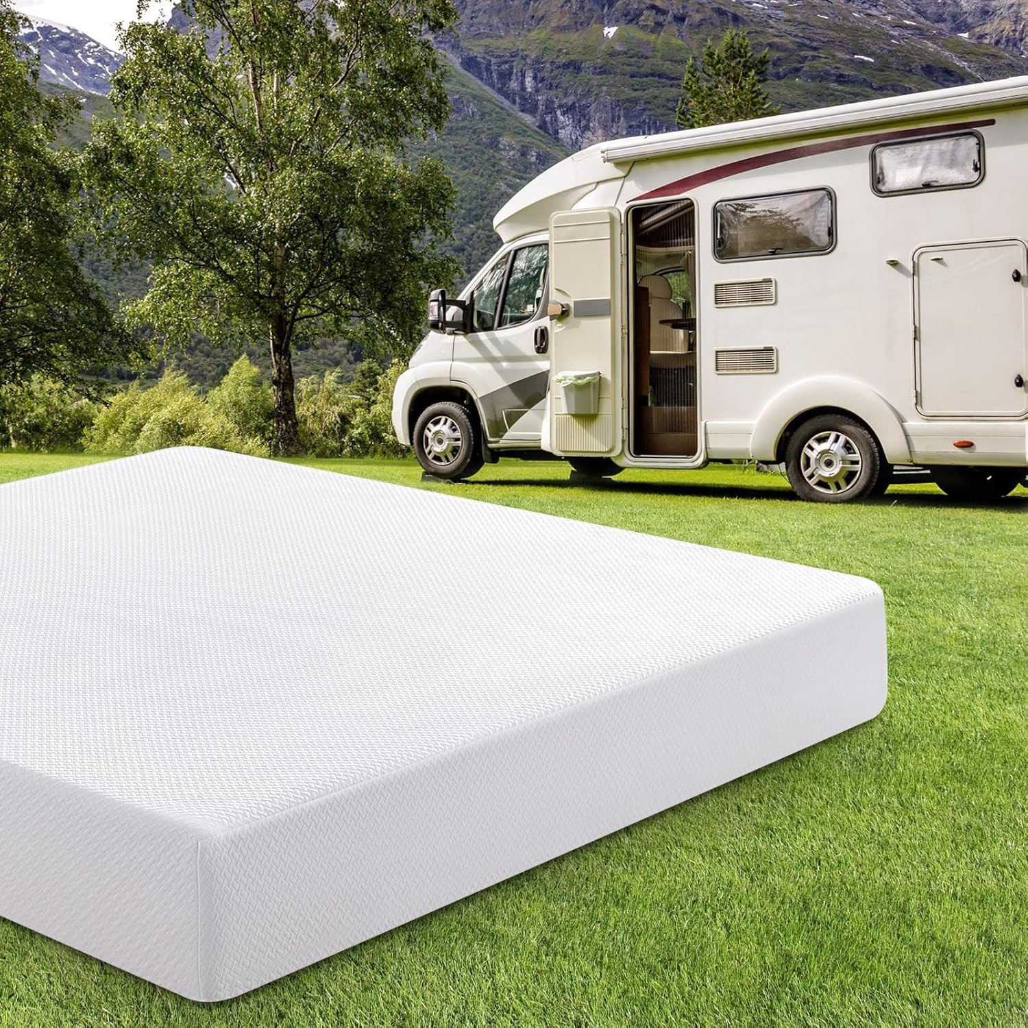 Short Queen RV Mattress 10 Inch with Tencel Cover, Premier Cooling Green Tea/Gel