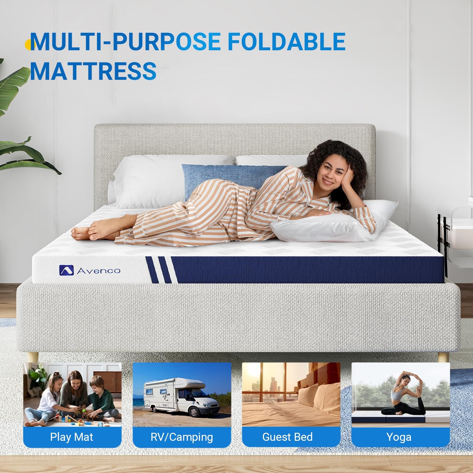 Trifold Mattress, 4 Inch Folding Mattress Twin Size, Memory Foam Foldable wit…