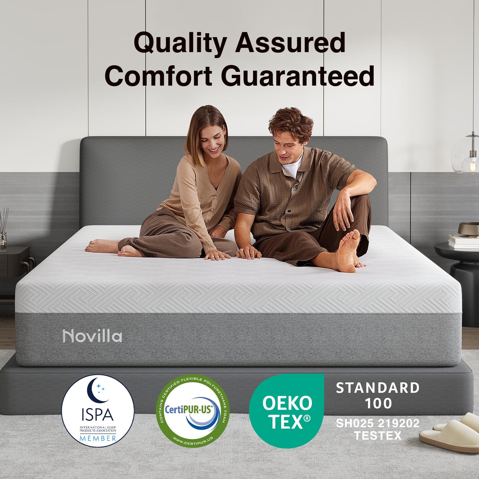 14 Inch King Mattress Box Pressure Relieving Grey Comfort Foam