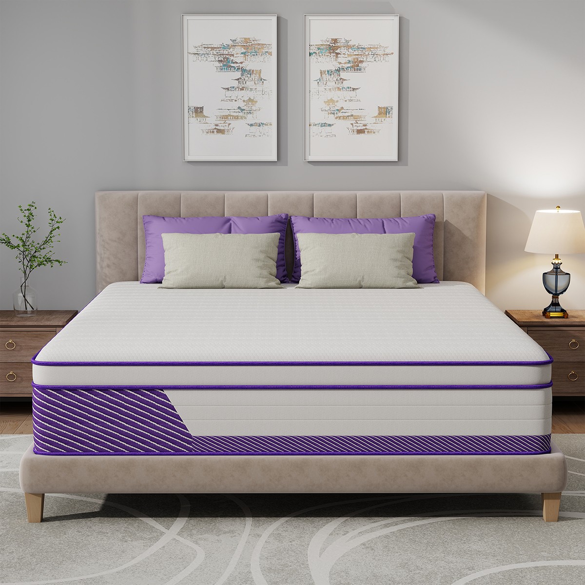 14″ Twin Size Mattress in a Box Medium Firm Hybrid Pocket Spring Gel Memory Foam