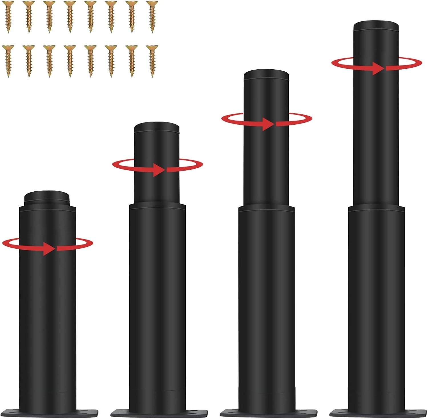 5″-9″ Metal Adjustable Furniture Legs,Adjustable Height Replacement Legs