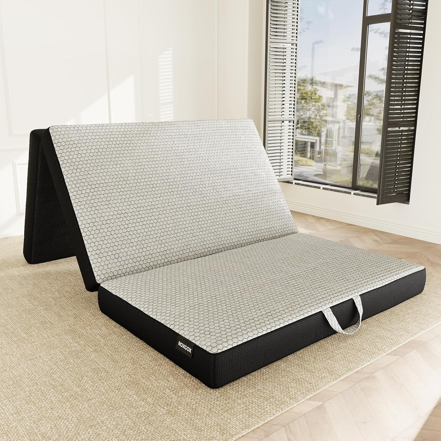 Memory Foam Trifold Mattress, Full Portable Floor Bed 6 Inch, Foldable Mat with
