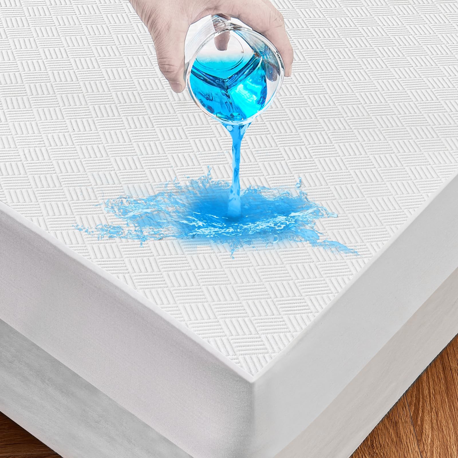 100% Waterproof Queen Mattress Protector, Breathable Cooling 3D Queen, White
