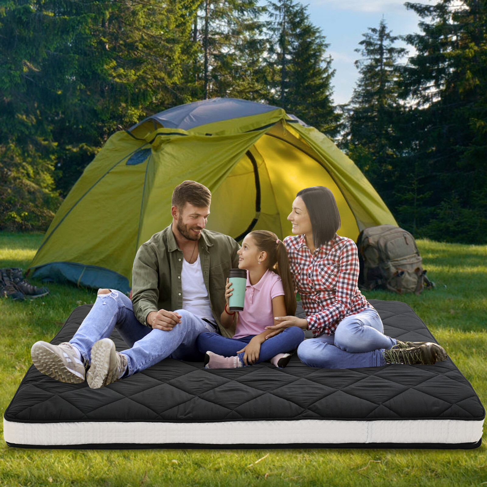 MOPHOTO Japanese Floor Mattress Diamond Patterned Futon Mattress Quilted Mat Pad