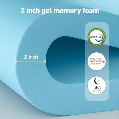 Dual Layer 3 Inch Memory Foam Mattress Topper Size, 2 King Dual Layer White