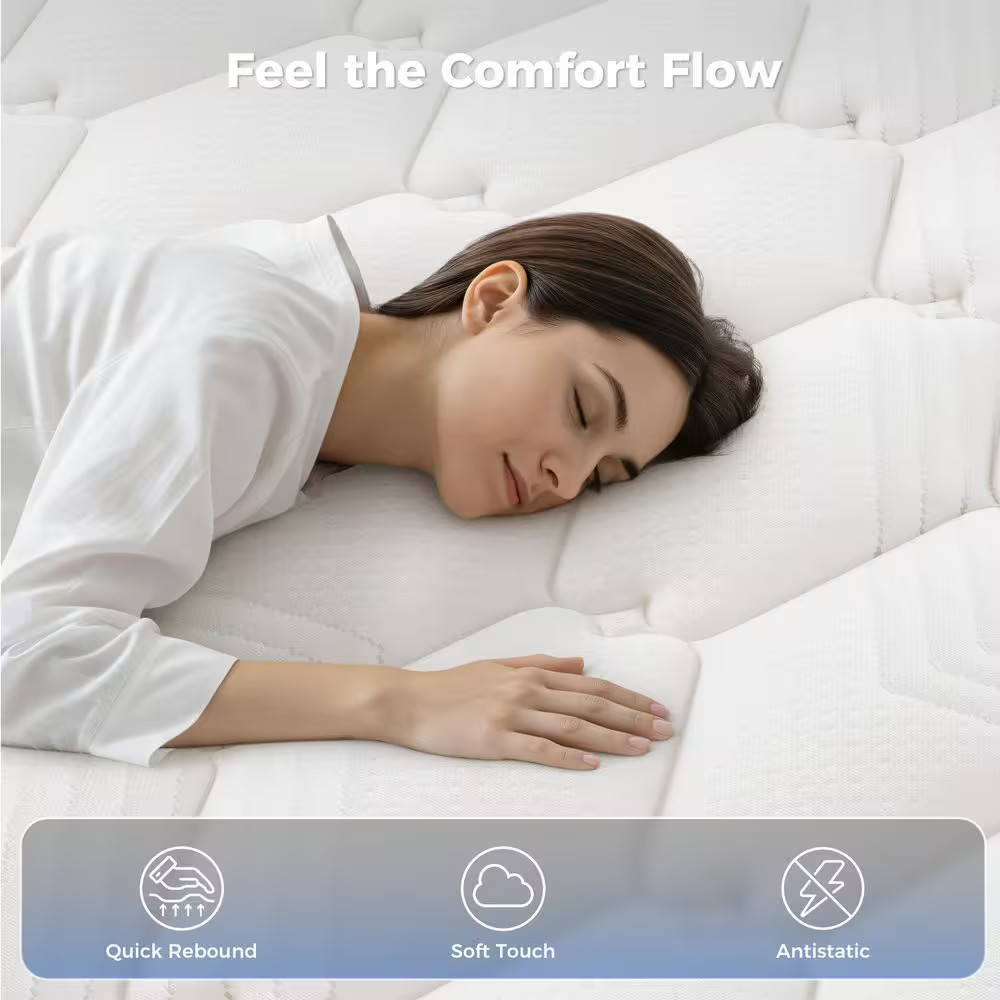 Queen Size Soft Hybrid Gel Memory Foam 10 In. Innerspring Euro Top Support and M