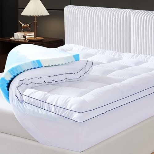 Twin XL Dual Layer 4 Inch Memory Foam Mattress Topper, Twin XL(80″X39″X4″)