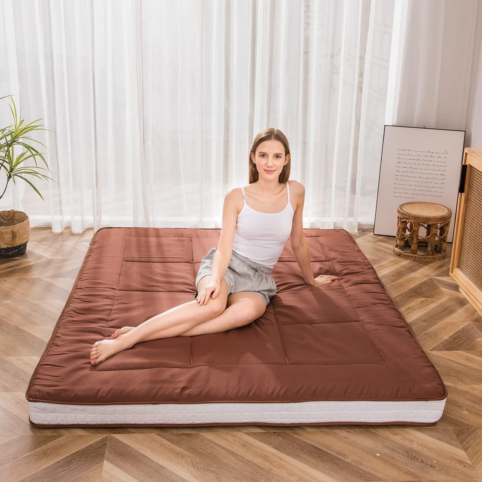 Futon Mattress, Japanese Floor Mattress Quilted Bed Mattress Topper, Extra Th…