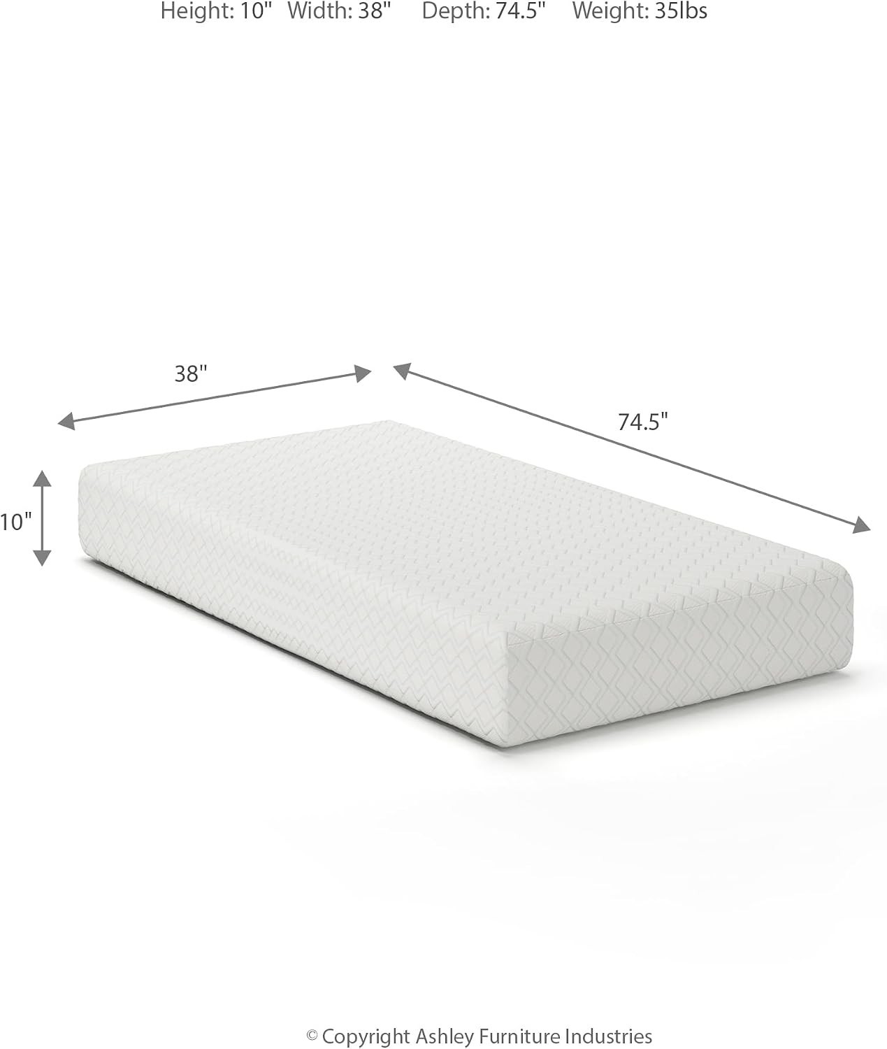 Fiberglass-Free Twin Mattress – 10” Gel Infused Memory Foam for Pressure Relief